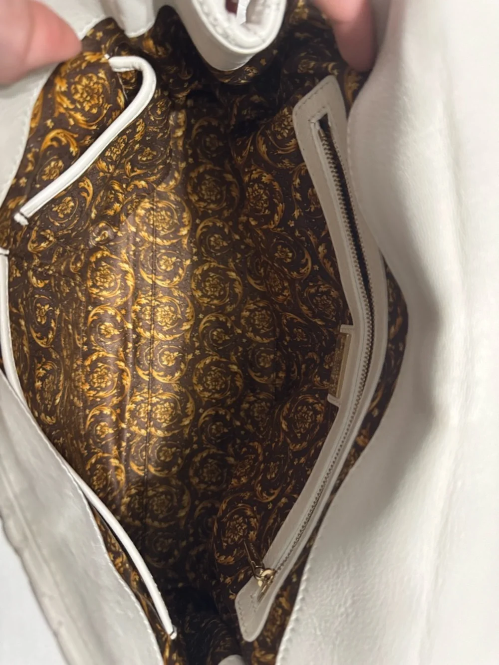 Versace White Vanitas Barocco Quilted Leather Demetra Top Handle Bag with COA
